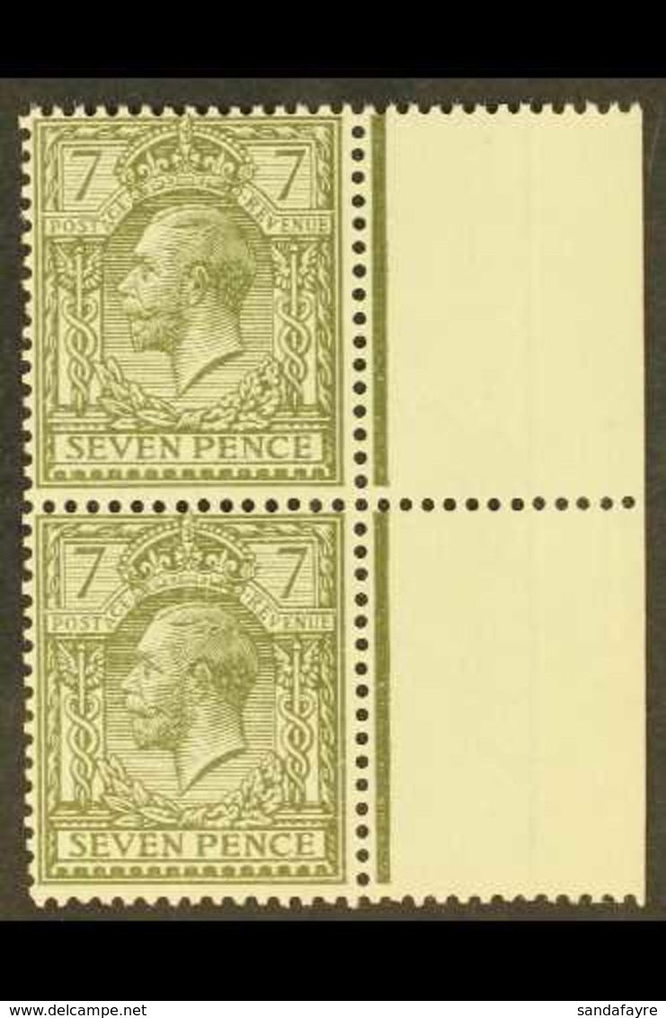 1912-24 7d Olive-grey PAIR From The Right Edge Of The Sheet, The Stamps Showing Only The "GE" Of "Postage" Watermark, SG - Non Classés