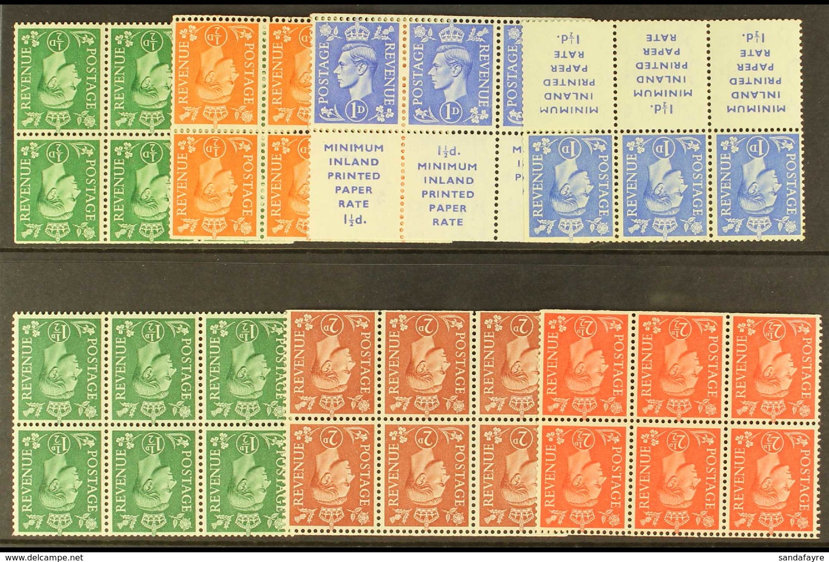 1941-52 NHM BOOKLET PANES. A Selection Of Booklet Panes Missing Their Booklet Margins Inc 1941 ½d Inv Wmk, 1950-52 ½d In - Zonder Classificatie