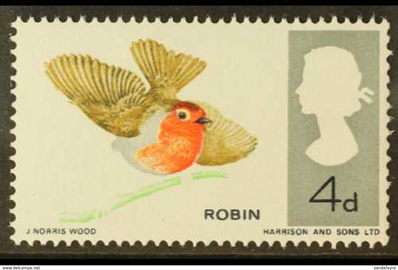 1966 BIRDS MISSING COLOUR 1966 European Robin With MISSING REDDISH BROWN COLOUR (legs) Error, SG 698j, Never Hinged Mint - Sonstige & Ohne Zuordnung