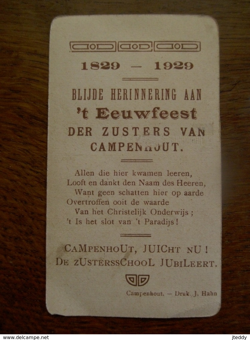 't EEUWFEEST   1829 - 1929  Der Zusters Van CAMPENHOUT - Autres & Non Classés