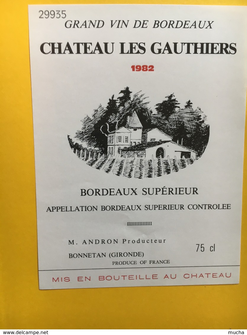 8949 - Château Les Gauthiers 1982 - Bordeaux