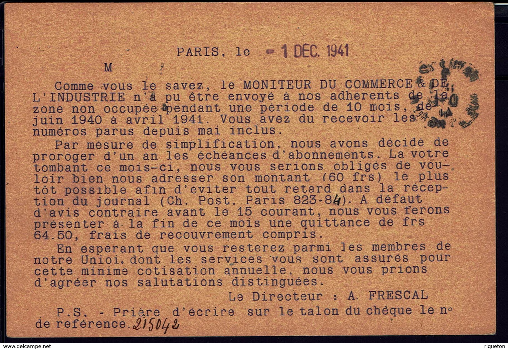 FR - 1941 - Entier Postal 80 Ct Rouge, Repiquage Commercial De Enghien Pour Issoudun - B/TB - - Bijgewerkte Postkaarten  (voor 1995)