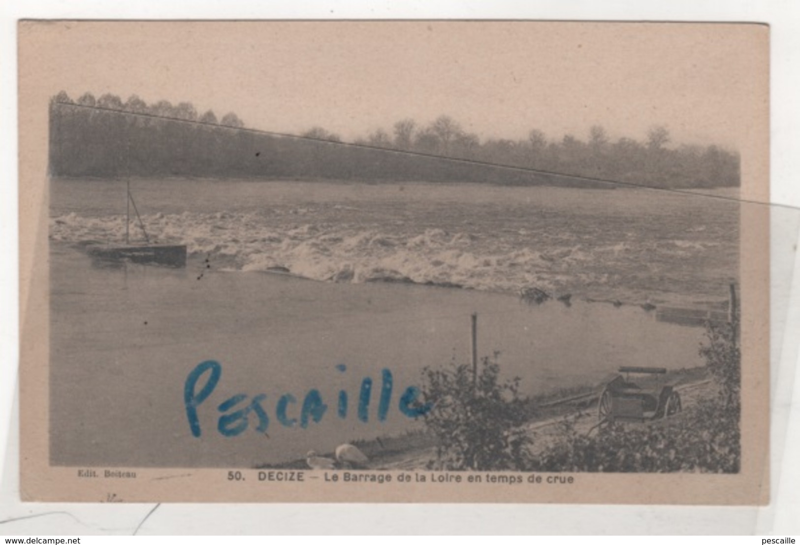 58 NIEVRE - CP DECIZE - LE BARRAGE DE LA LOIRE EN TEMPS DE CRUE - EDIT. BOITEAU N° 50 - CIRCULEE EN 1947 - Decize