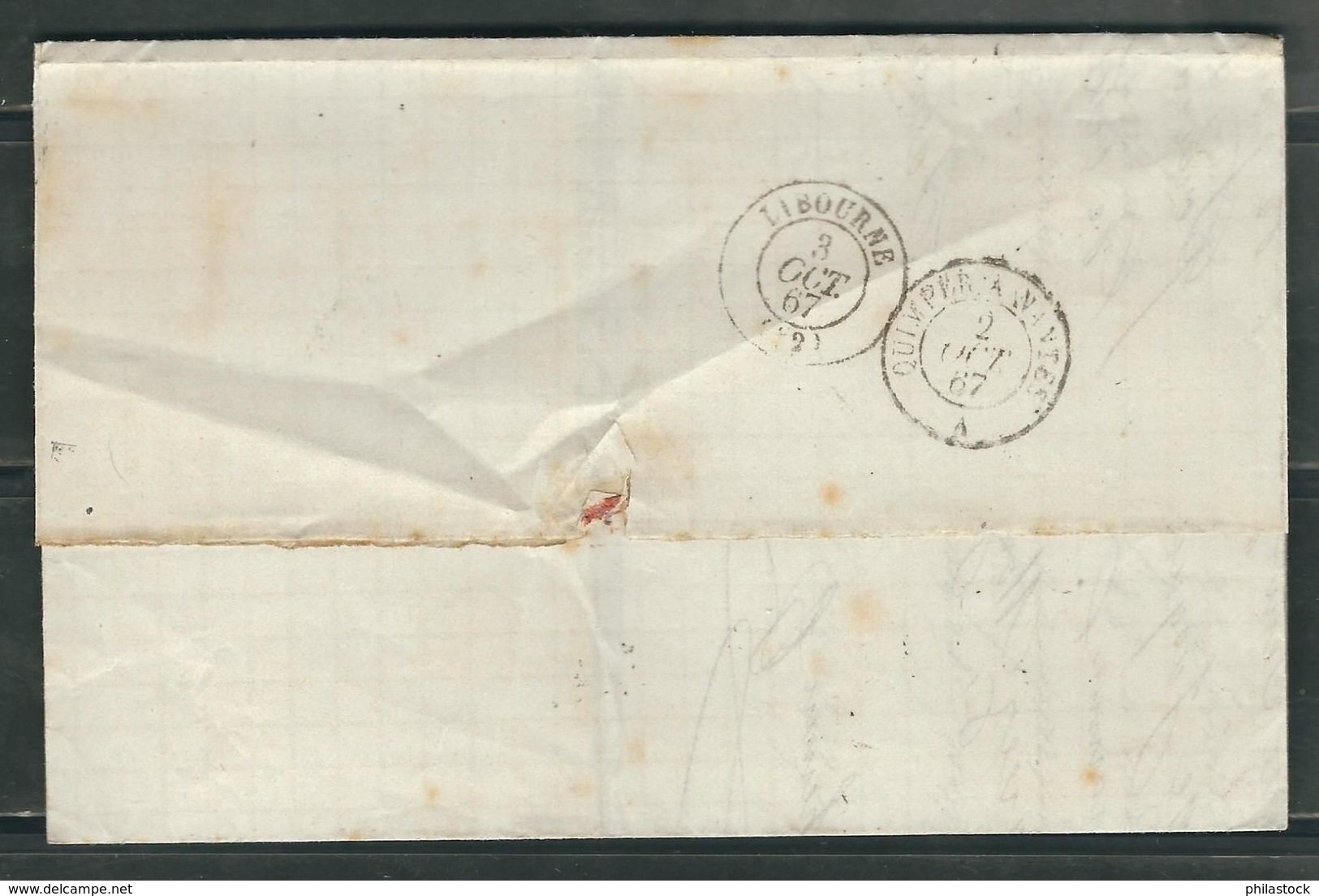 FRANCE 1867 N° 20 S/Lettre Obl. GC 2539 Morlaix - 1862 Napoleon III
