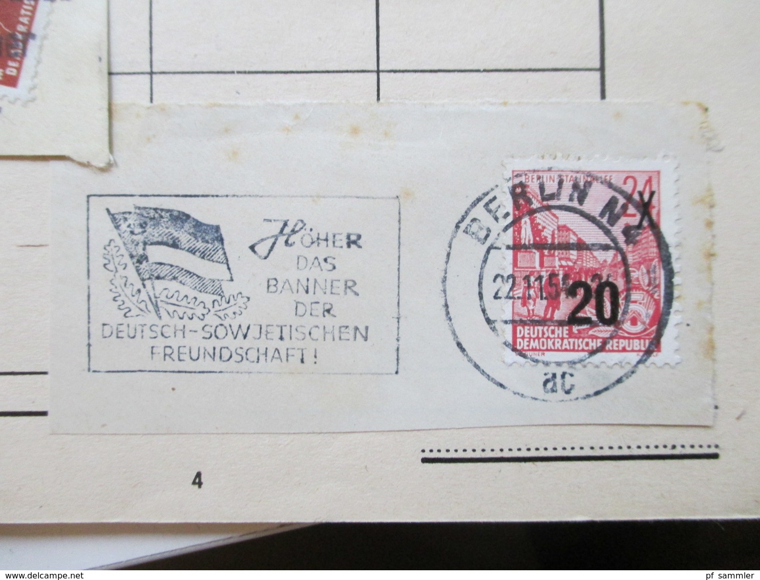 Altes Auswahlheft SBZ / DDR Briefstücke 1950er Jahre SST / Maschinen / Werbestempel + Vignette Heimatfest Döbel 1954