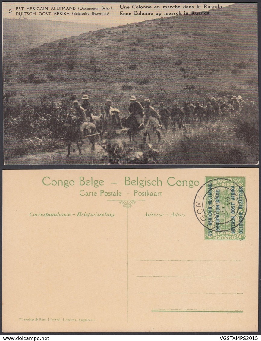 Congo Belge 1918 - Entier Postal Nr. 5 - Est Africain Allemand-Occupation Belge -  Vue: Colonne   Ref. (DD)  DC0294 - Congo Belge