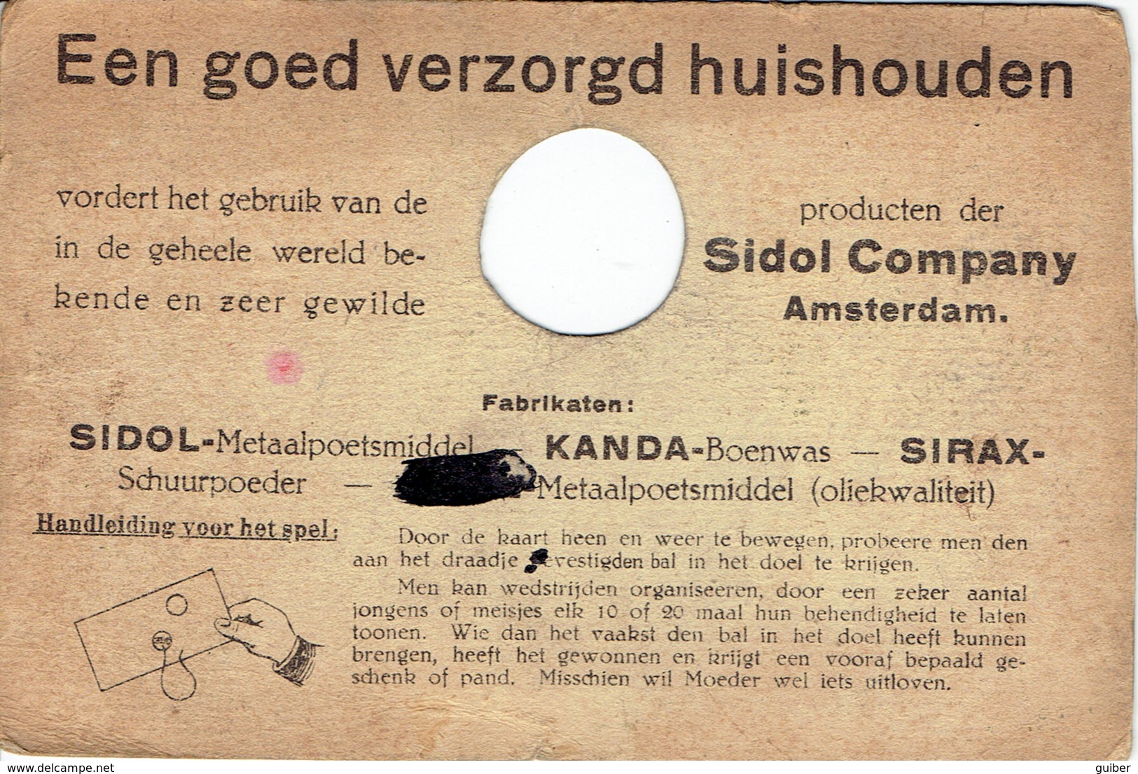 Carte Publicitaire A Systeme Sidol Kanda Sirax De Fabrikaten Der Amsterdam - Advertising