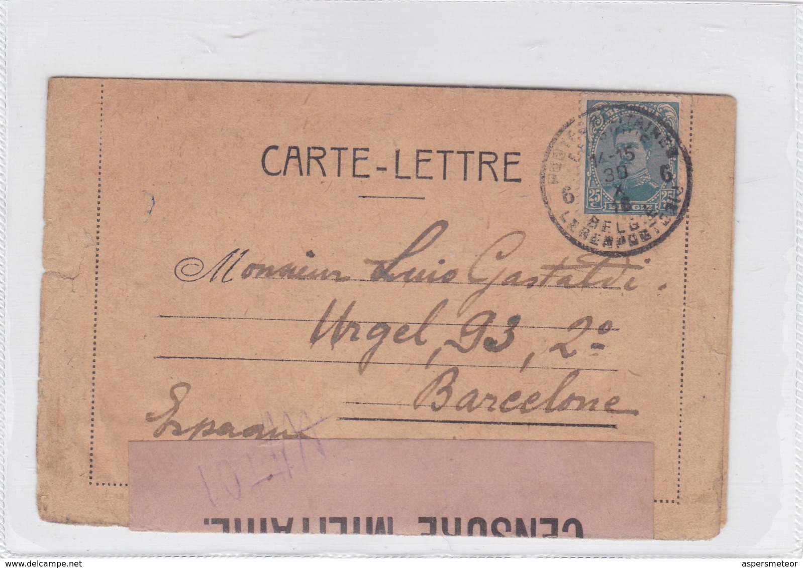 ENVELOPPE CIRCULEE BELGIUM TO SPAIN 1930 OPENED BY CENSURE- BLEUP - Storia Postale