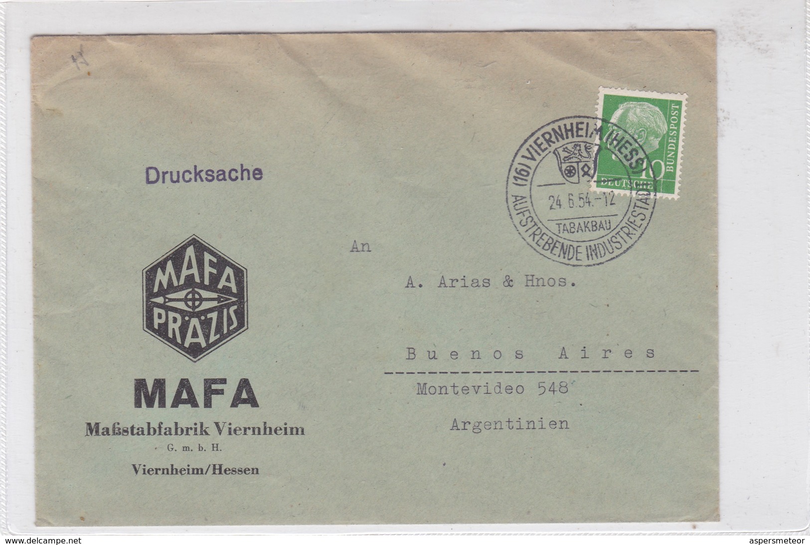 MAFA PRAZIS ENVELOPPE CIRCULEE GERMANY TO ARGENTINE 1954- BLEUP - Cartas & Documentos