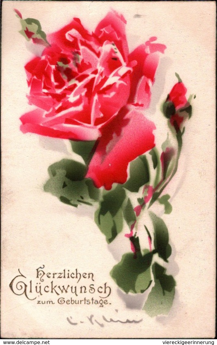 !  Alte Ansichtskarte Rose Sign. C. Klein, Catharina Klein, Geburtstag, Amag No. 1217 - Klein, Catharina