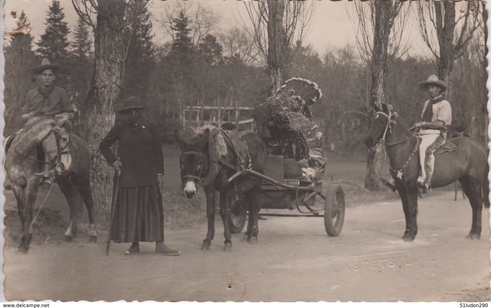 CP Photo Scène De Carnaval, Sans Doute à Castets Sur La Route D'Uza - Photographe E. Vignes Castets - Castets