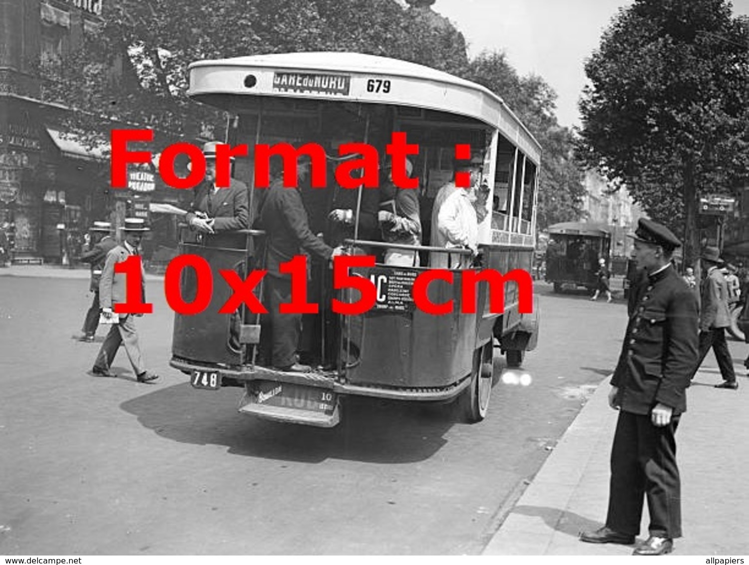 Reproduction D'une Photographie Ancienne D'un Bus Parisien Ligne Gare Du Nord En 1929 - Autres & Non Classés