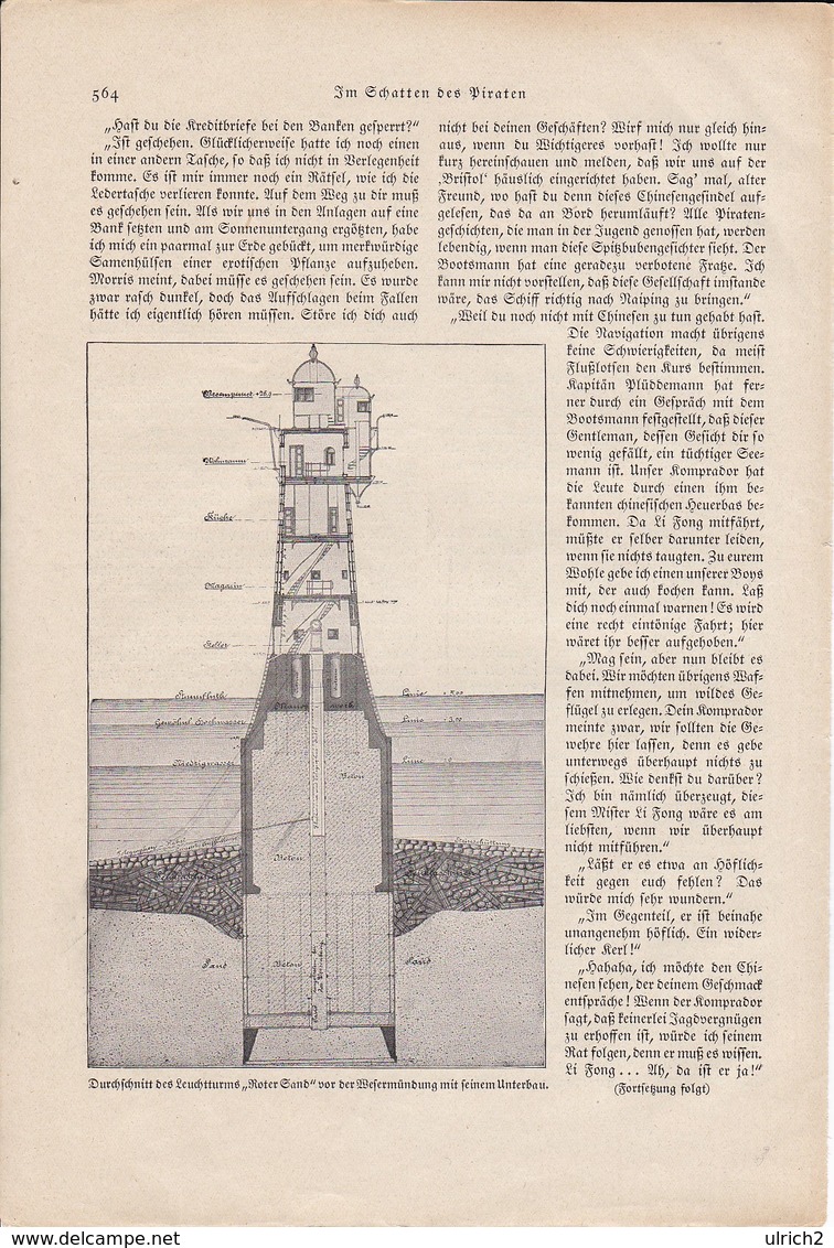 Der Rotesand-Leuchtturm - Artikel Mit 2 Abb. - Aus Der Gute Kamerad 1931 (37135) - Kinder- & Jugendzeitschriften