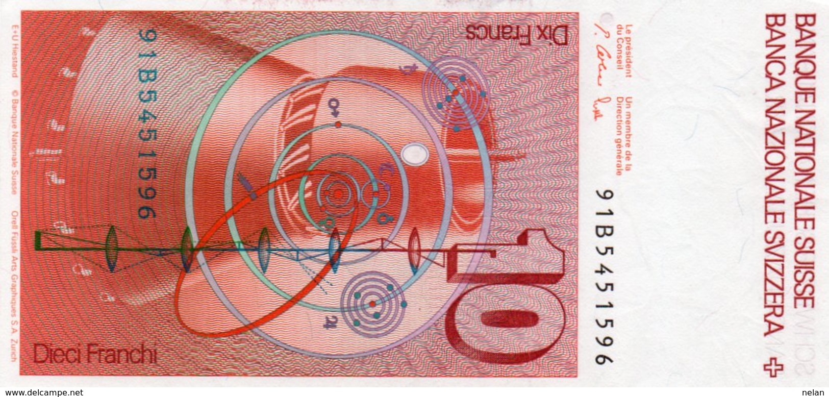 SVIZZERA 10 FRANKEN-1990 P-53 UNC-(angolo Def.taglio Banca) - Svizzera