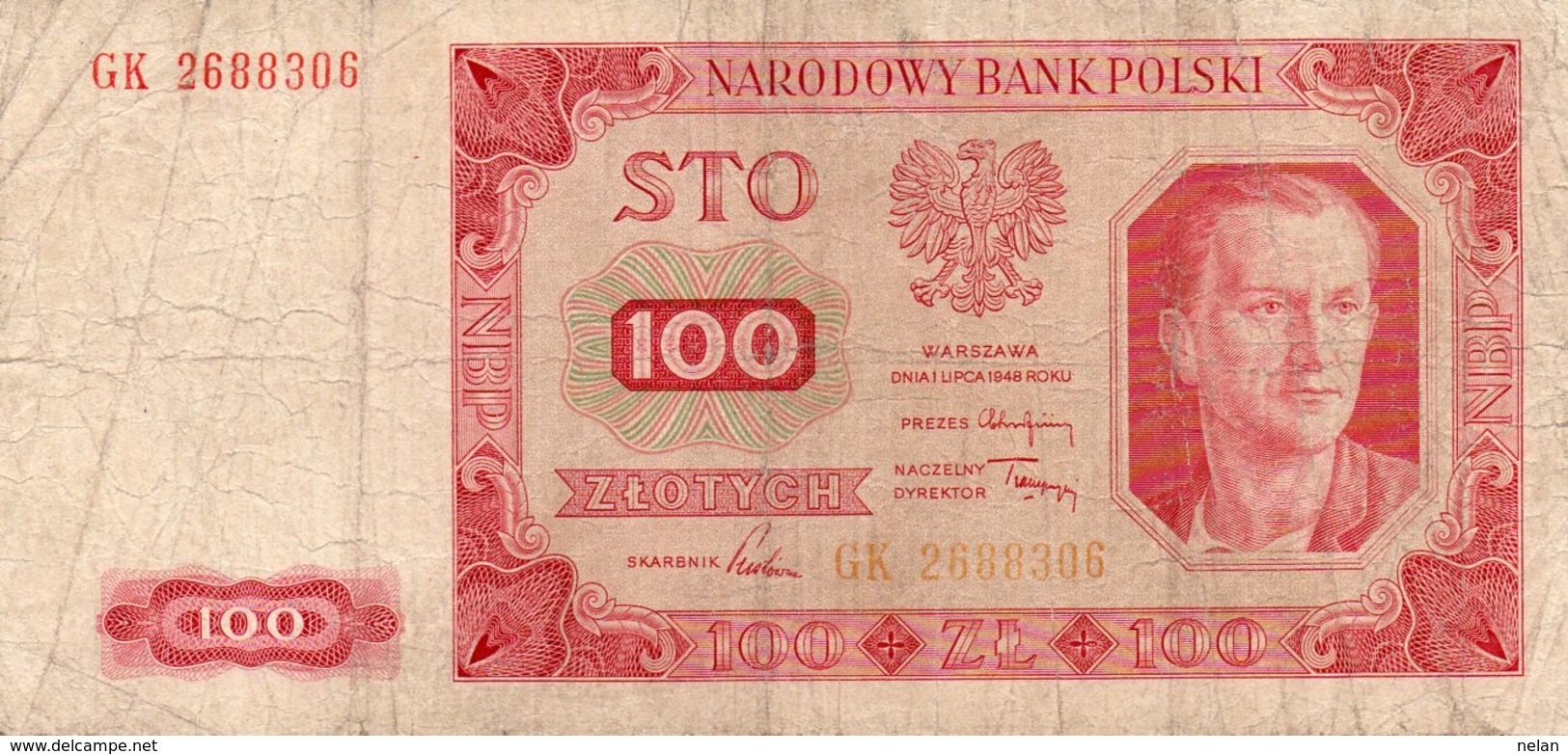 POLSKA-100 ZLOTYCH 1948  P-139 VG - Polonia