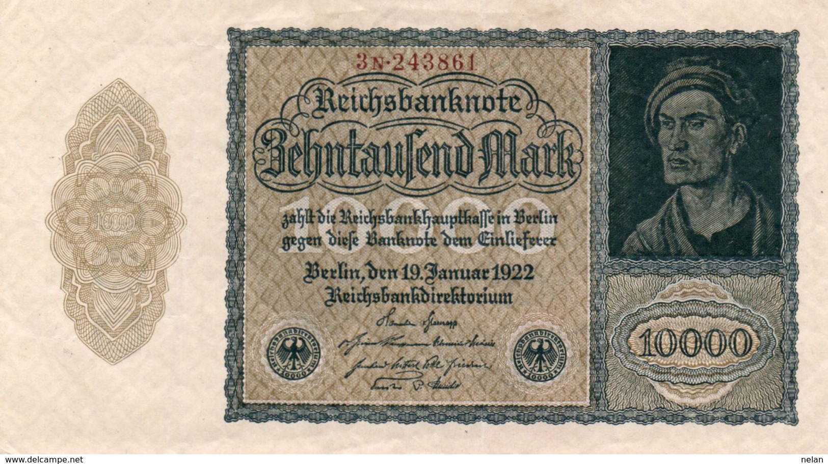 GERMANIA-REICHSBANKNOTE-10000  MARK 1922 - 10.000 Mark