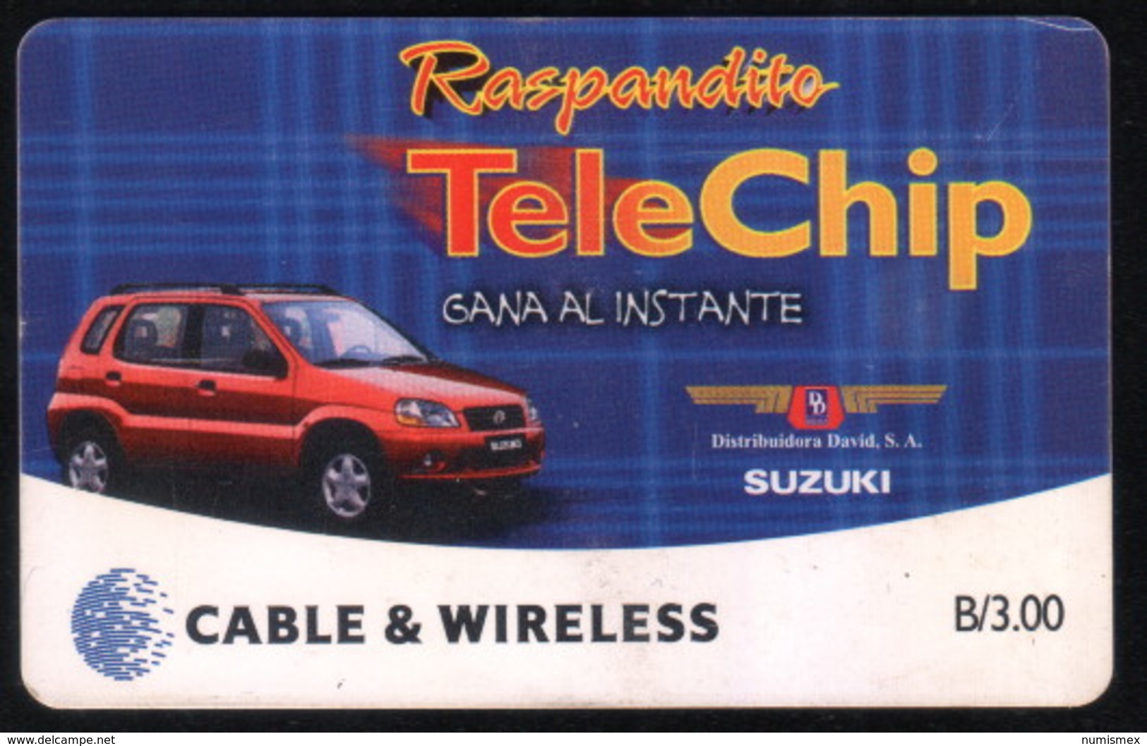 PANAMA PHONECARD C & W RASPANDITO TELECHIP 1 CHIP GEM3 USED B/3.00 - Panama