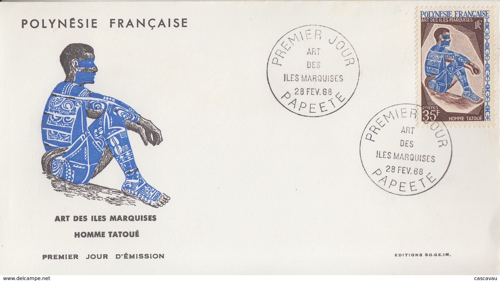 Enveloppe  FDC  1er Jour  POLYNESIE  Art  Des  ILES  MARQUISES   1968 - FDC