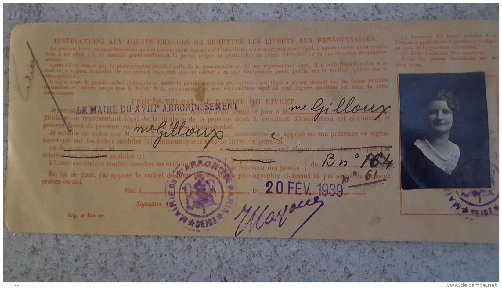 CARNET DE PENSIONS DE VEUVES DE MILITAIRES ARMEE DE TERRE ET COLONIALE 1938 - Autres & Non Classés