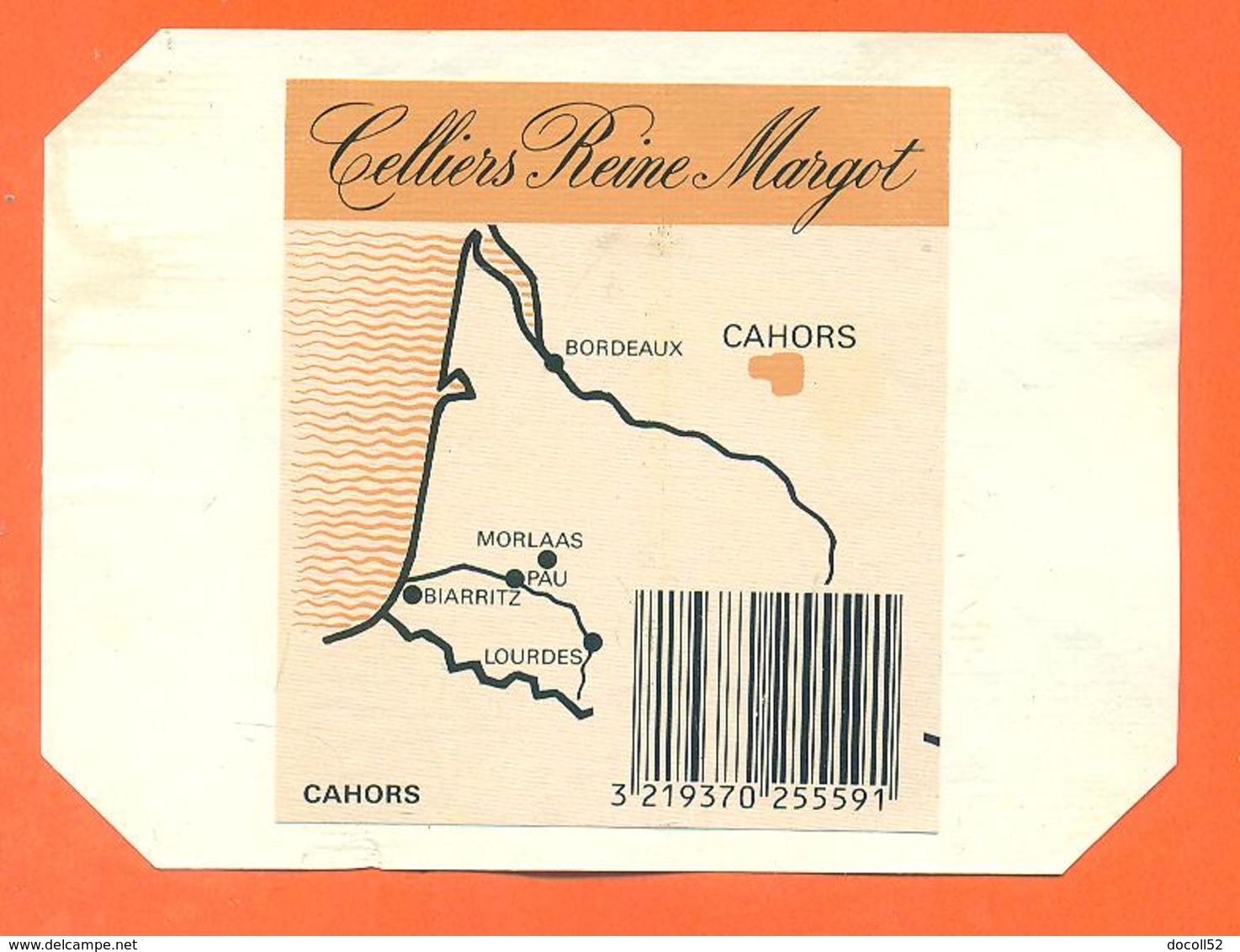 étiquette + Etiq De Dos Vin De Cahors Celliers Reine Margot 1989 Chais Du Roy à 64160 - 75 Cl - Cahors
