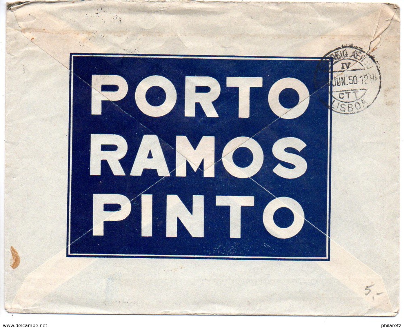 Portugal : Lettre Par Avion Pour La France Avec Publicité 'PORTO / RAMOS / PINTO' Au Verso - Lettres & Documents