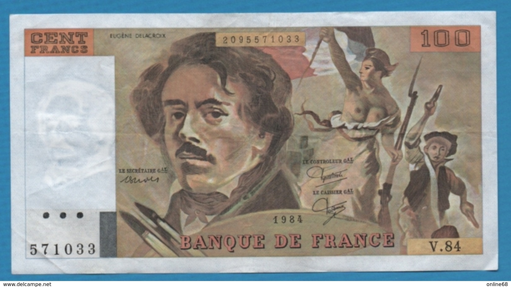 FRANCE 100 Francs 1984 "DELACROIX" ALPHA V.84 F.69/8a  KM# 154 - 100 F 1978-1995 ''Delacroix''