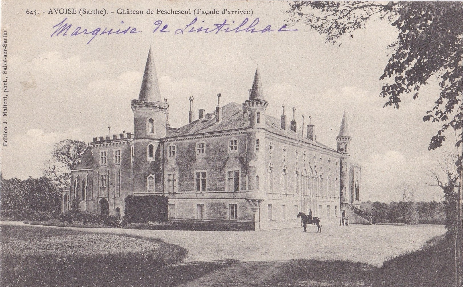 72   AVOISE  :  CHATEAU  DE  PESCHESEUL  .  (  FACADE  D' ARRIVEE  )  . - Autres & Non Classés