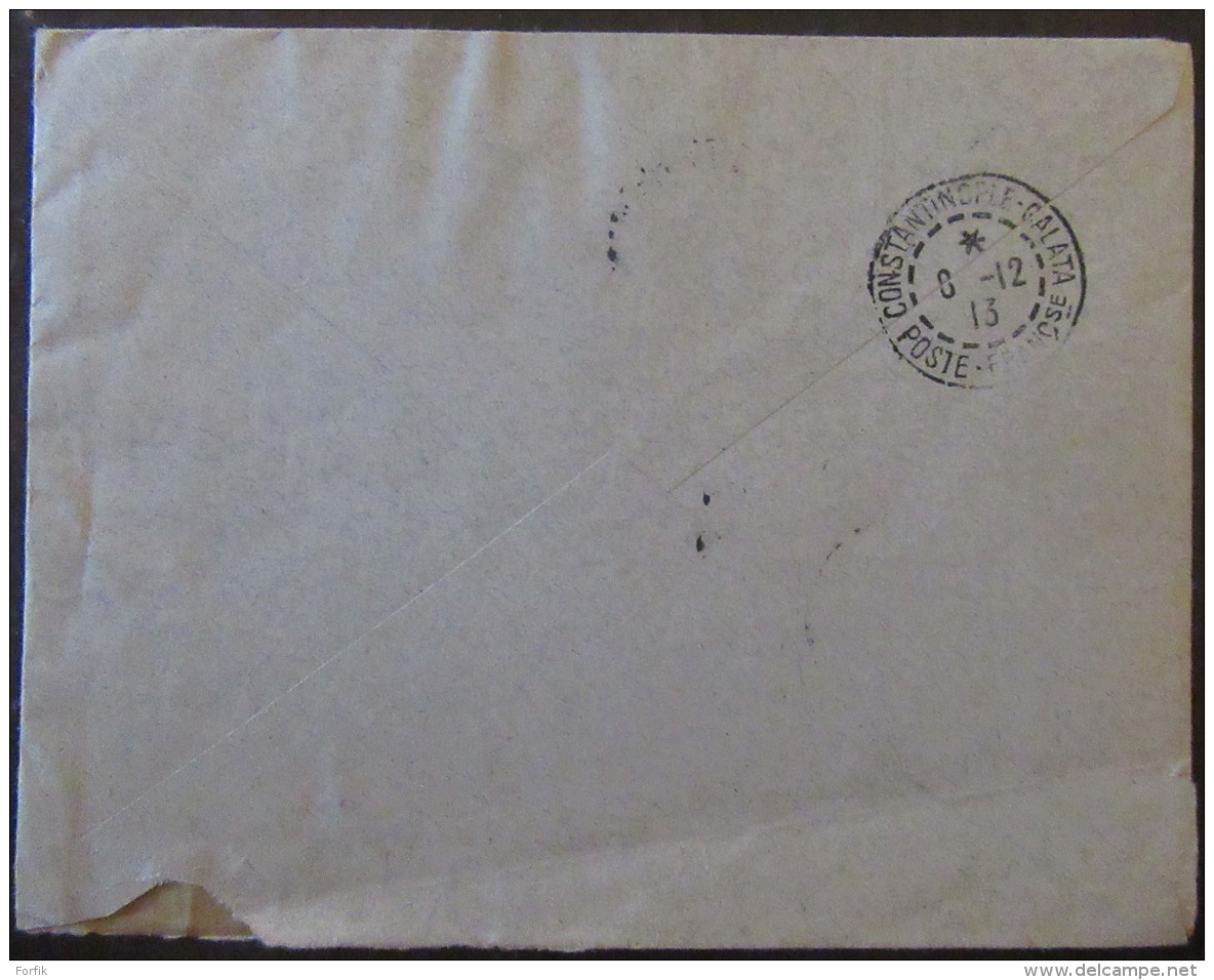 2 Timbres Semeuse 10c Et 15c YT N°130, 135 Sur Enveloppe Noël, Usines De La Flie, Liverdun - 1913 - Vers Constantinople - 1877-1920: Période Semi Moderne