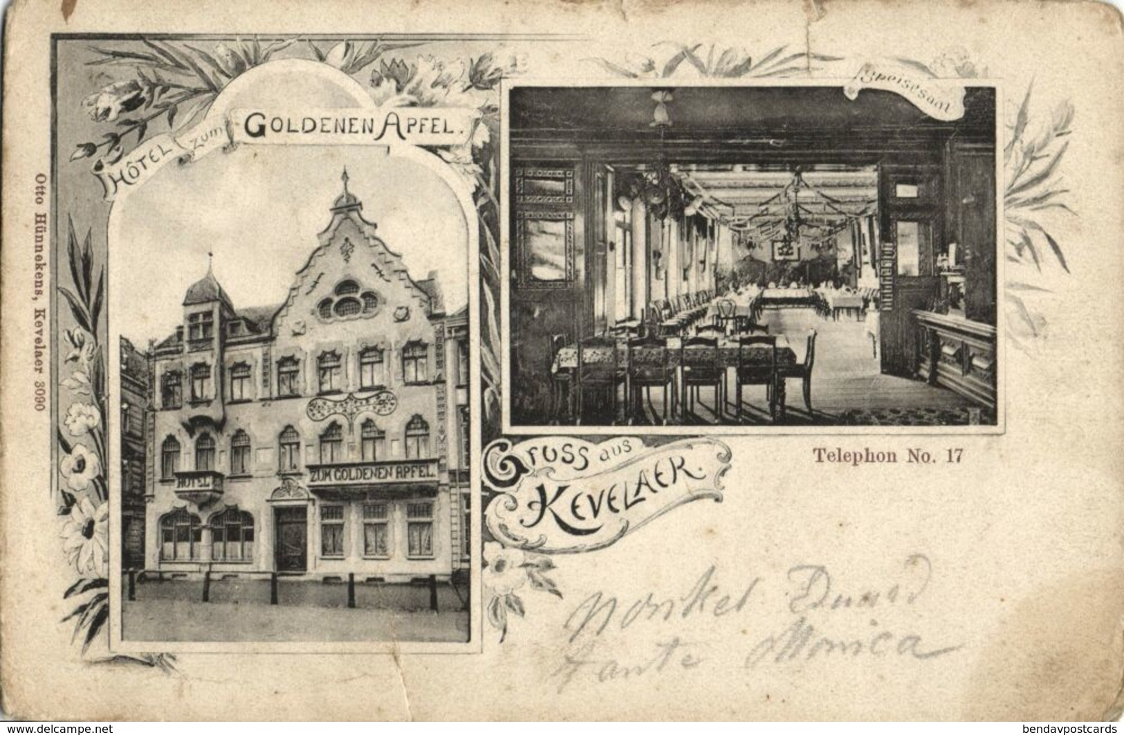 KEVELAER, Hotel-Restaurant Zum Heidelberger Fass, Billard (1913) AK - Kevelaer