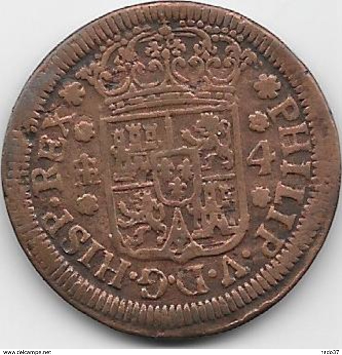 Espagne - Philippe V - 1743 - Cuivre - Monnaies Provinciales