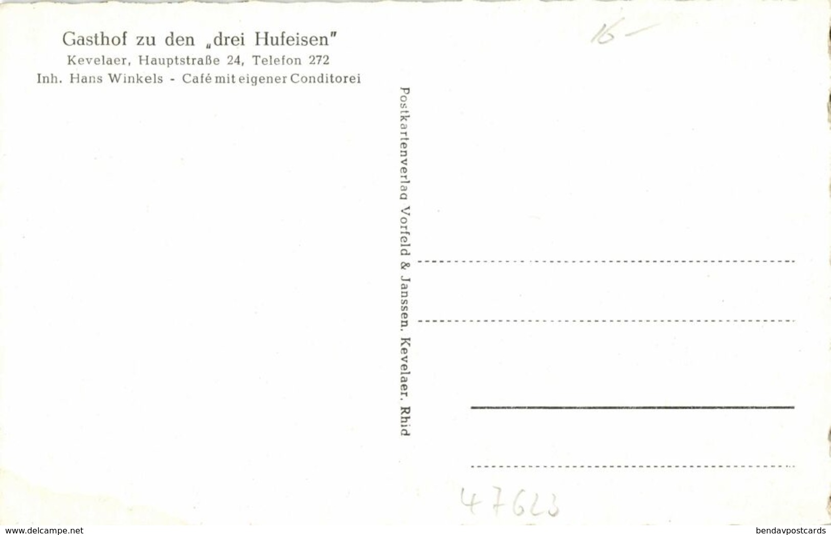KEVELAER, Gasthof Zu Den Drei Hufeisen, Hans Winkels (1940s) AK - Kevelaer