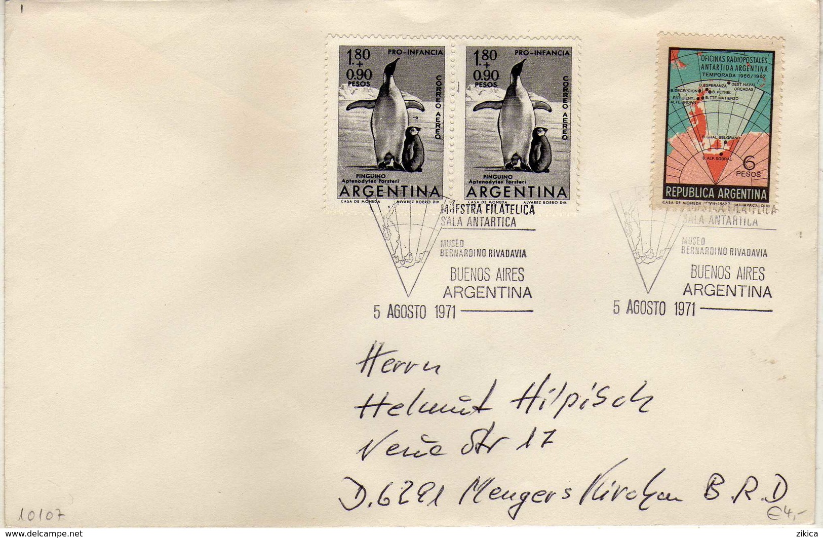 Antarctic / Antarctiques. Argentina Letter 1971 - Motive Stamp - Penguins - Storia Postale