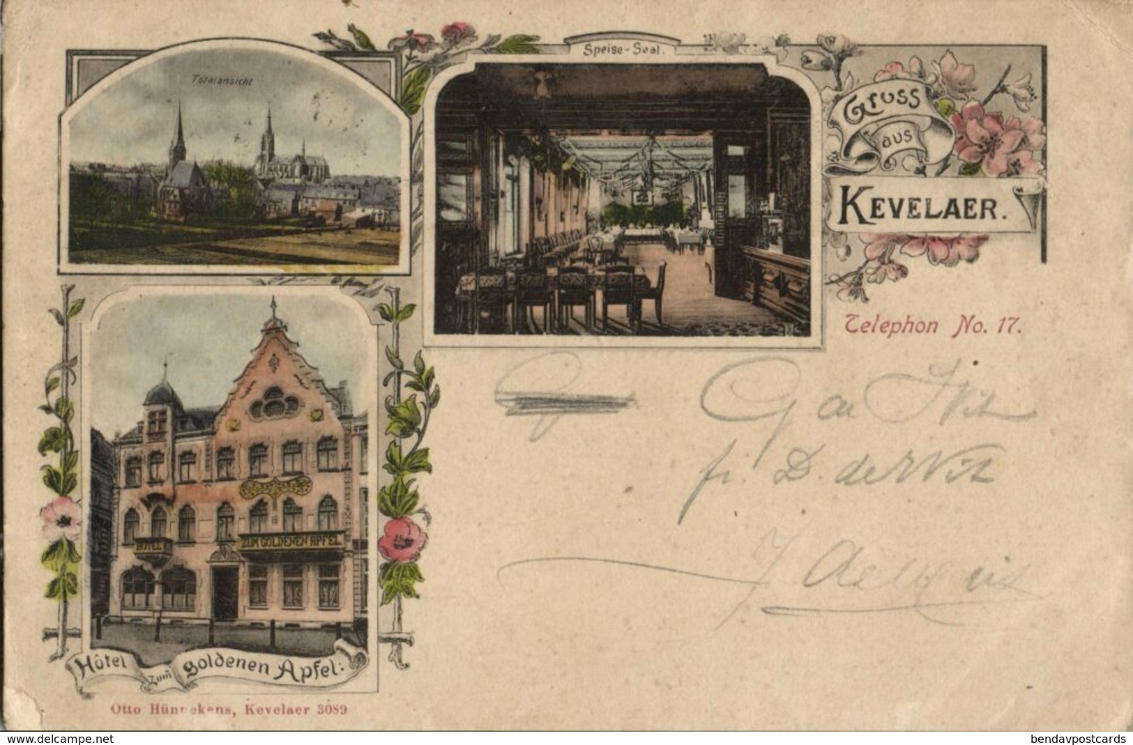 KEVELAER, Hotel Zum Goldenen Apfel, Speise-Saal, Totalansicht (1900s) Litho AK - Kevelaer