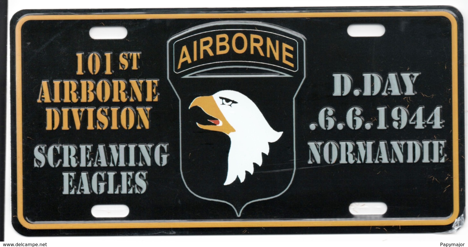 WW2 - Plaque Immatriculation Véhicule - 101st Airborne Division - Screaming Eagles - 1939-45