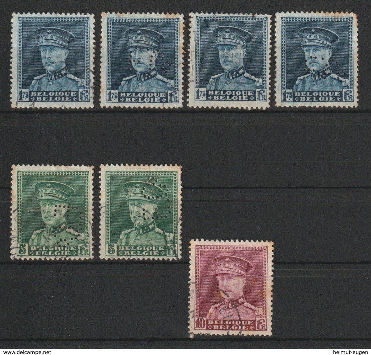 MiNr. 308, 312, 313  Belgien /  1931, 15. Juni/1932, 1. Juni. Freimarken: König Albert I. Mit Schirmmütze - 1929-1941 Groot Montenez