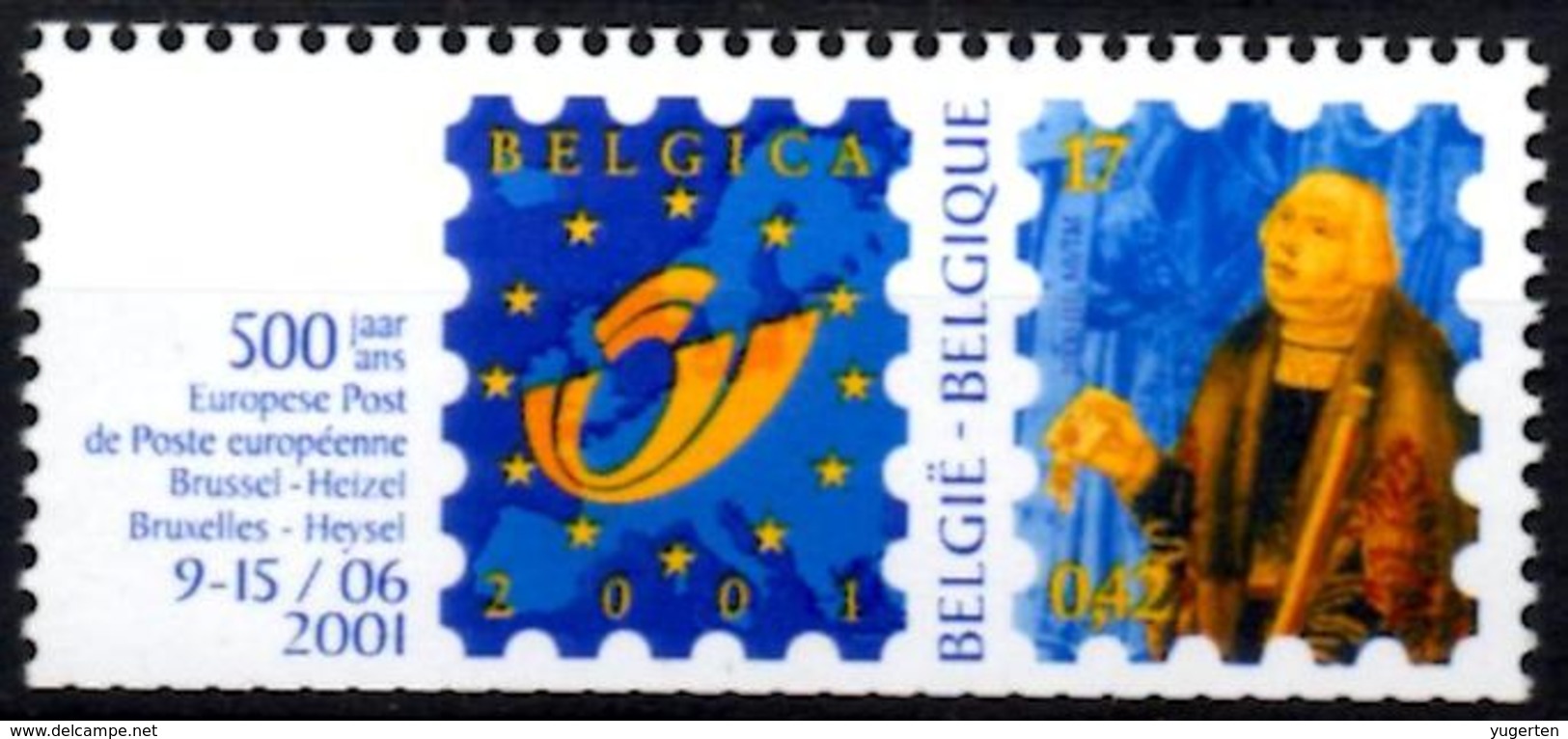 BELGIQUE 2000 - YT N° 2932 - Belgica 2001 - François De Tassis - Découpe Décalée - Rouleau Poste - Coil Stamps