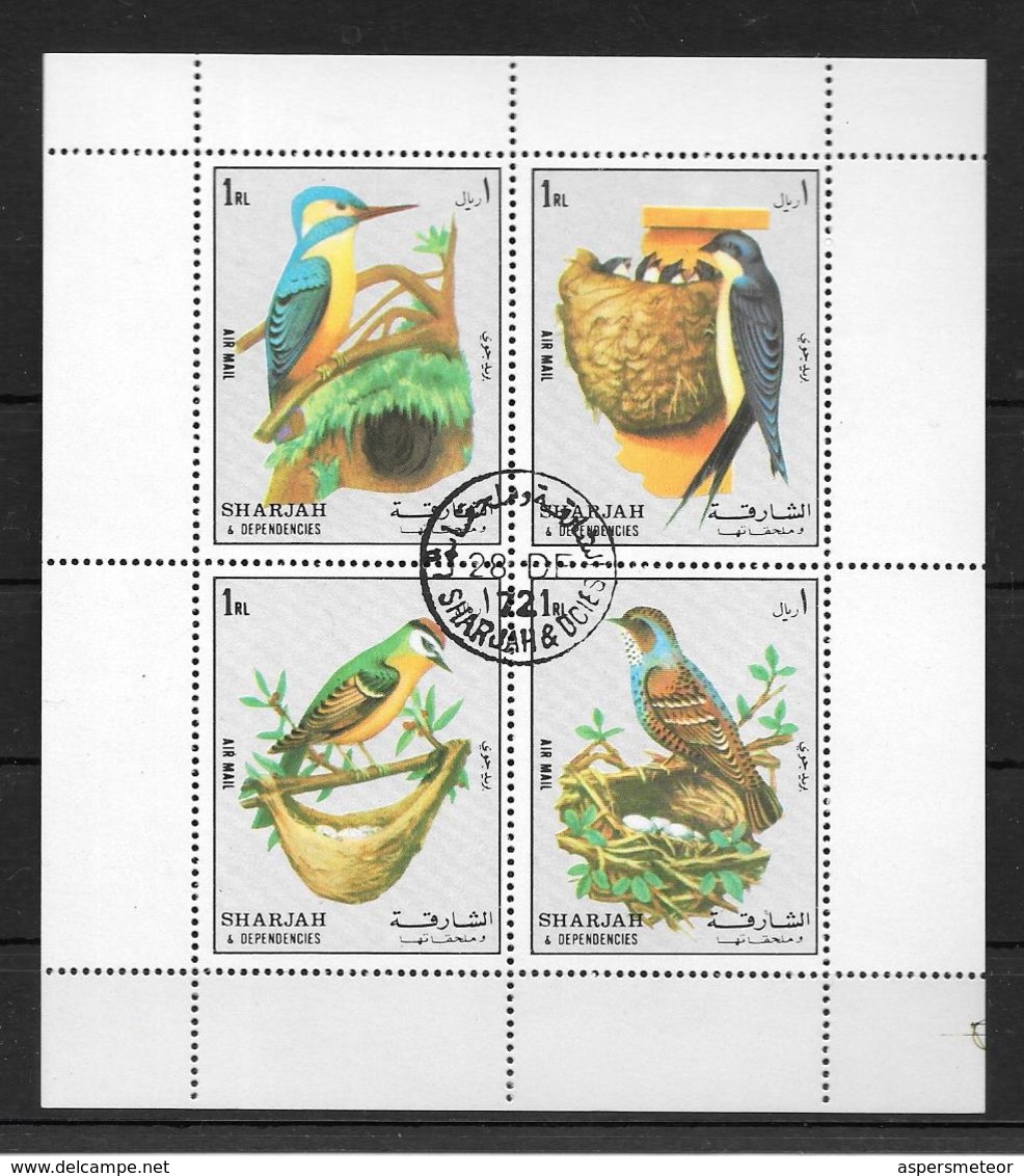 SHARJAH & DEPENDENCIES COMPLETE SET BIRDS PAJAROS OISEAUX AN 1972 MICHEL NRS. 1296 - 1299 OBLITERES BELLES AIR MAIL - Schardscha