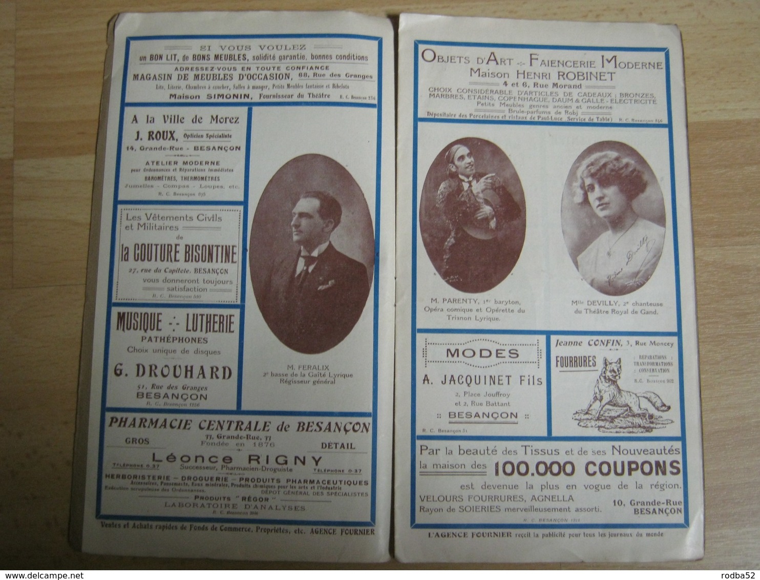 Programme Théâtre Besançon  - 1923/1924 - Nombreuses Pub - Superbe Illusrartion - Teatro & Disfraces