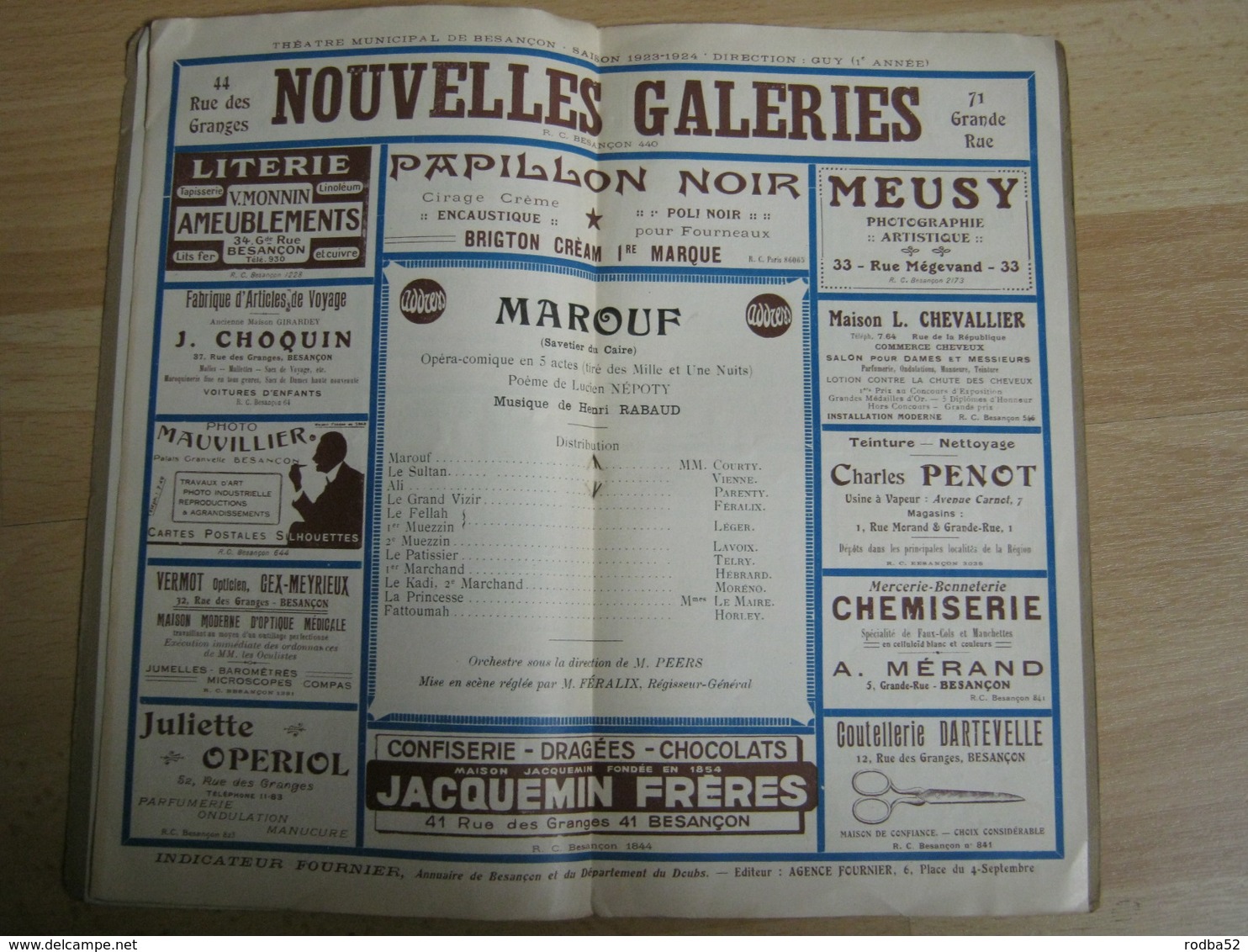Programme Théâtre Besançon  - 1923/1924 - Nombreuses Pub - Superbe Illusrartion - Theater, Kostüme & Verkleidung