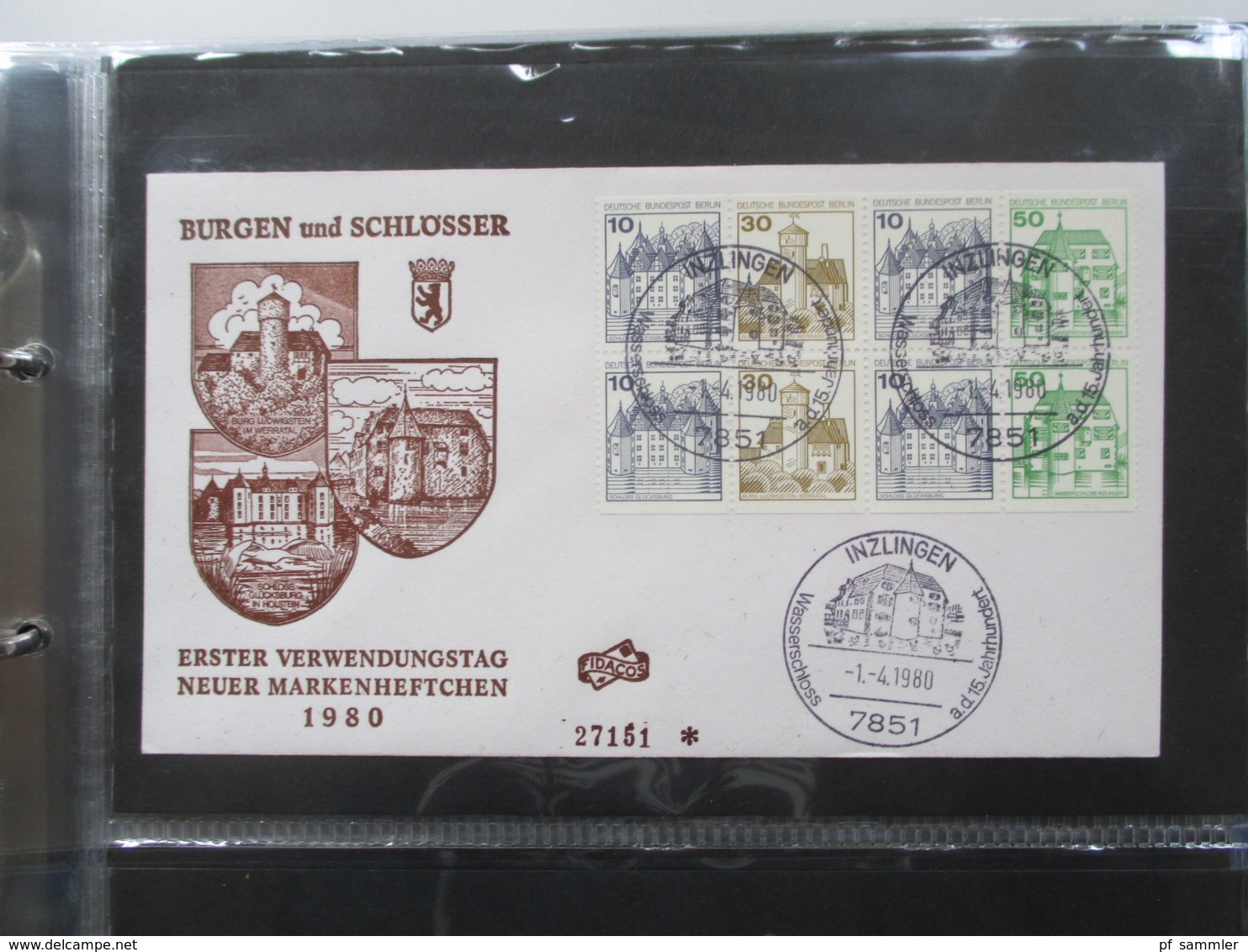 Album Dauerserie Burgen u. Schlösser FDC BRD u. Berlin insgesamt 92 Belege FDC. Unterschiedliche Stk.Auch ZD und Randstk