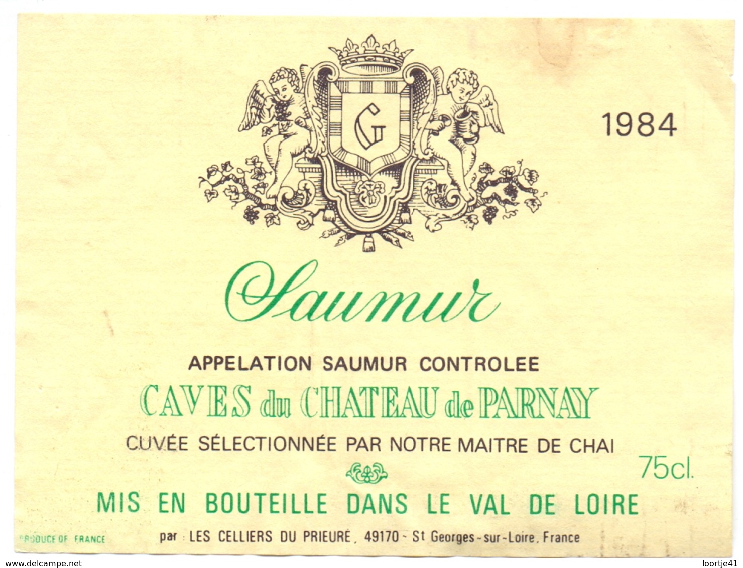 Etiket Etiquette - Vin - Wijn - Saumur - Caves Du Chateau De Parnay 1984 - Other & Unclassified