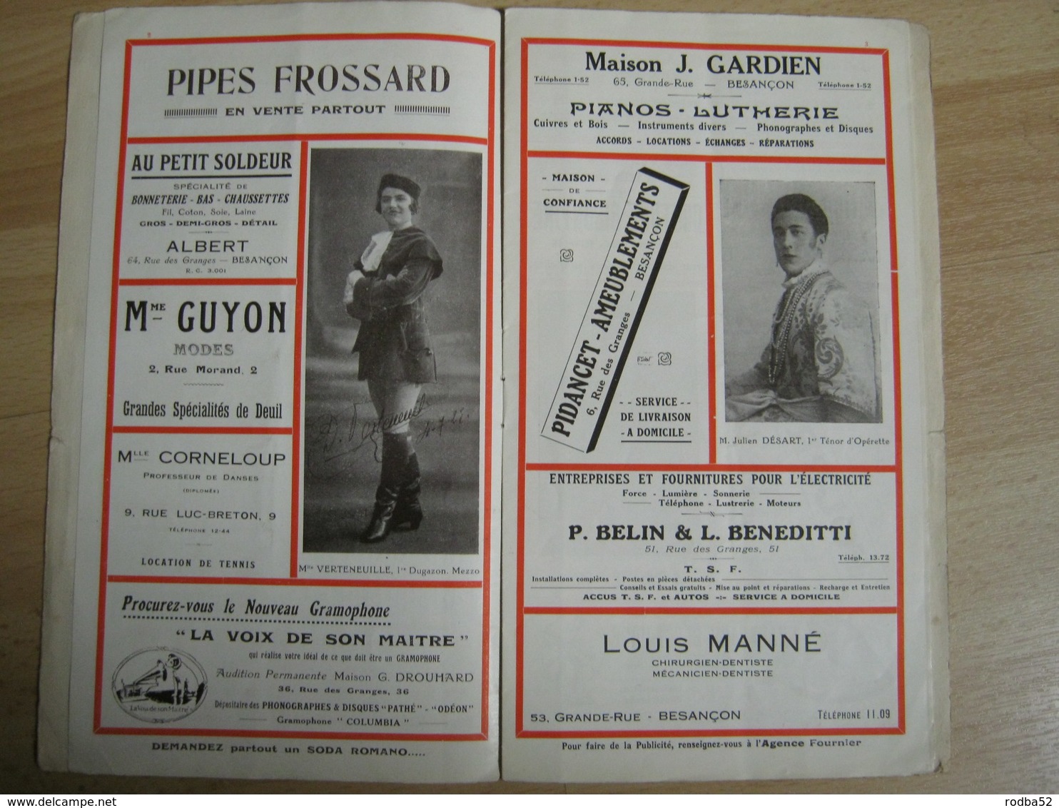 Programme Théâtre Besançon  - 1926/1927 - Nombreuses Pub - Superbe Illustration - Theater, Kostüme & Verkleidung