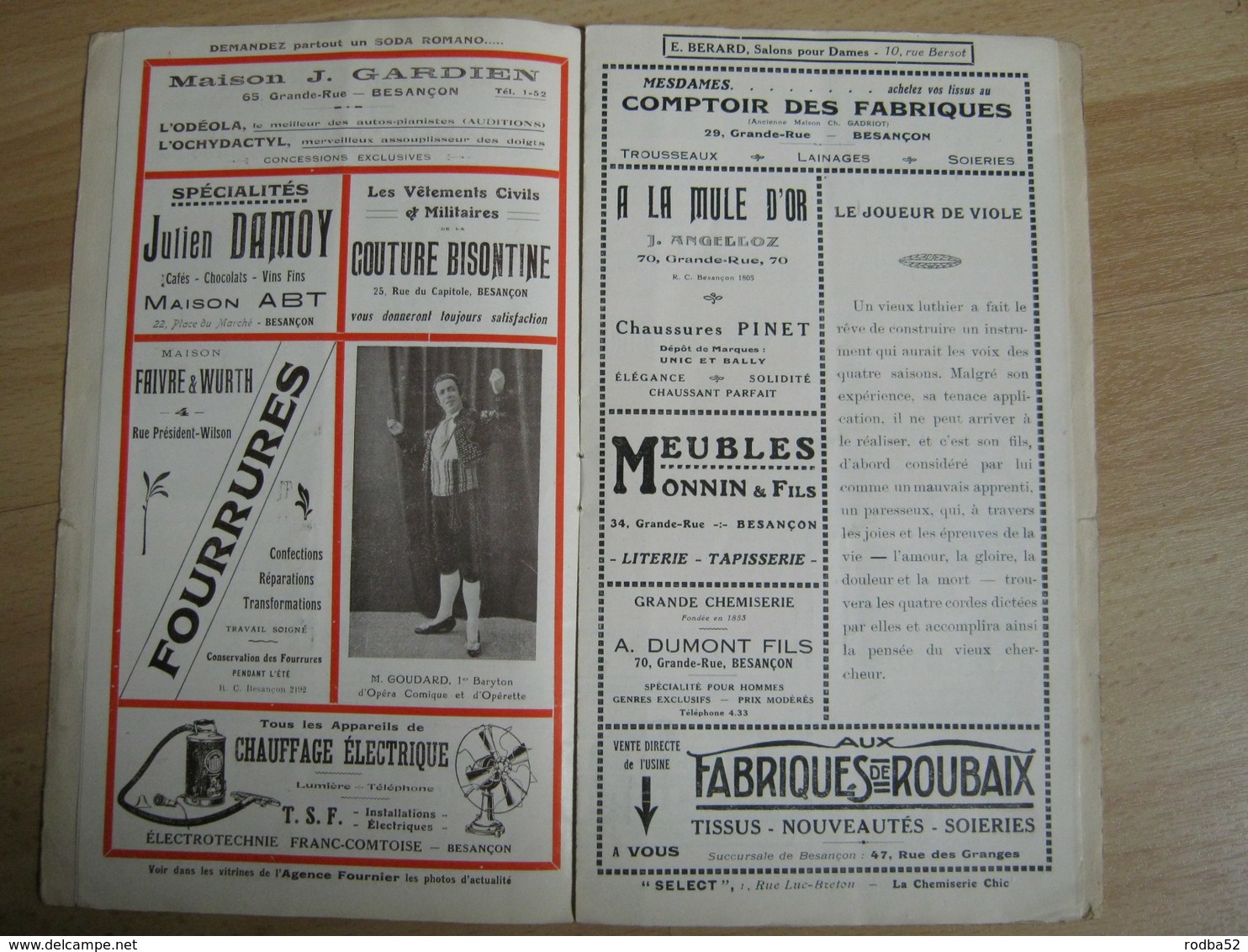 Programme Théâtre Besançon  - 1926/1927 - Nombreuses Pub - Superbe Illustration - Theatre, Fancy Dresses & Costumes