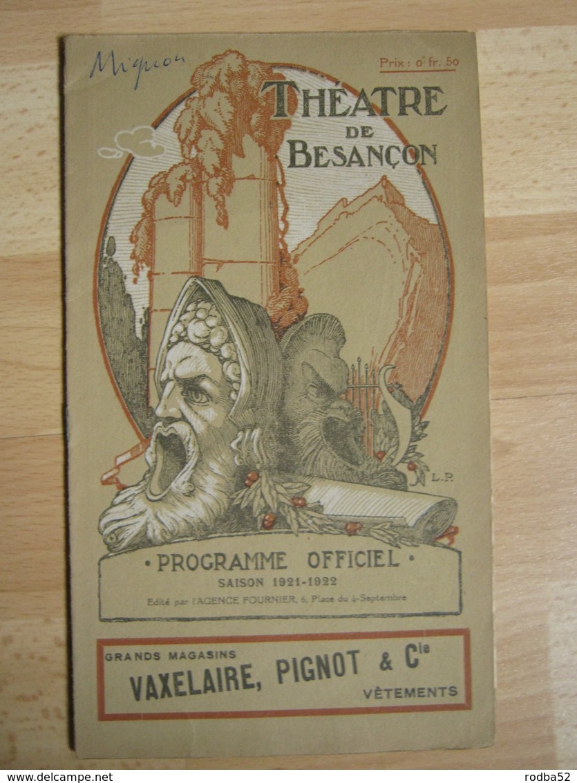 Programme Théâtre Besançon  - 1926/1927 - Nombreuses Pub - Superbe Illustration - N° 2 - Théâtre & Déguisements