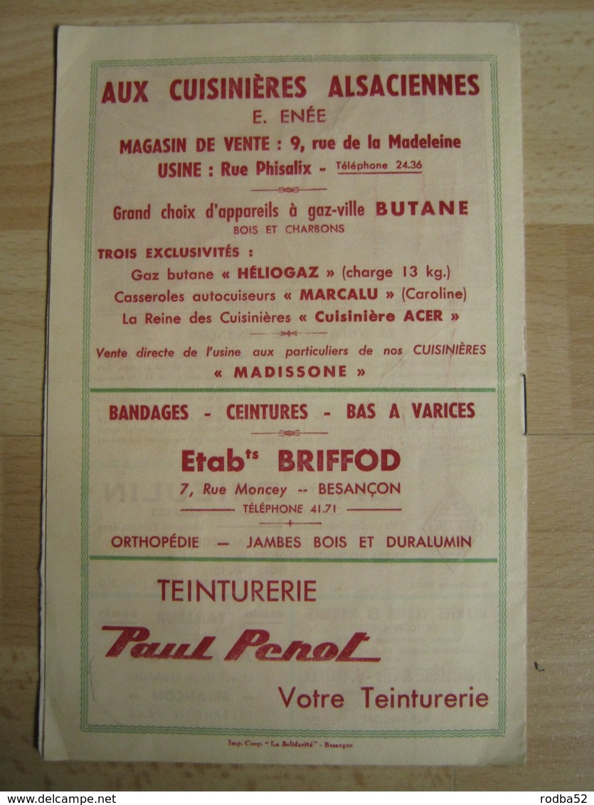 Programme Théâtre Municipal Besançon  - 1951/1952 - Nombreuses Pub -  Illustration - - Théâtre & Déguisements