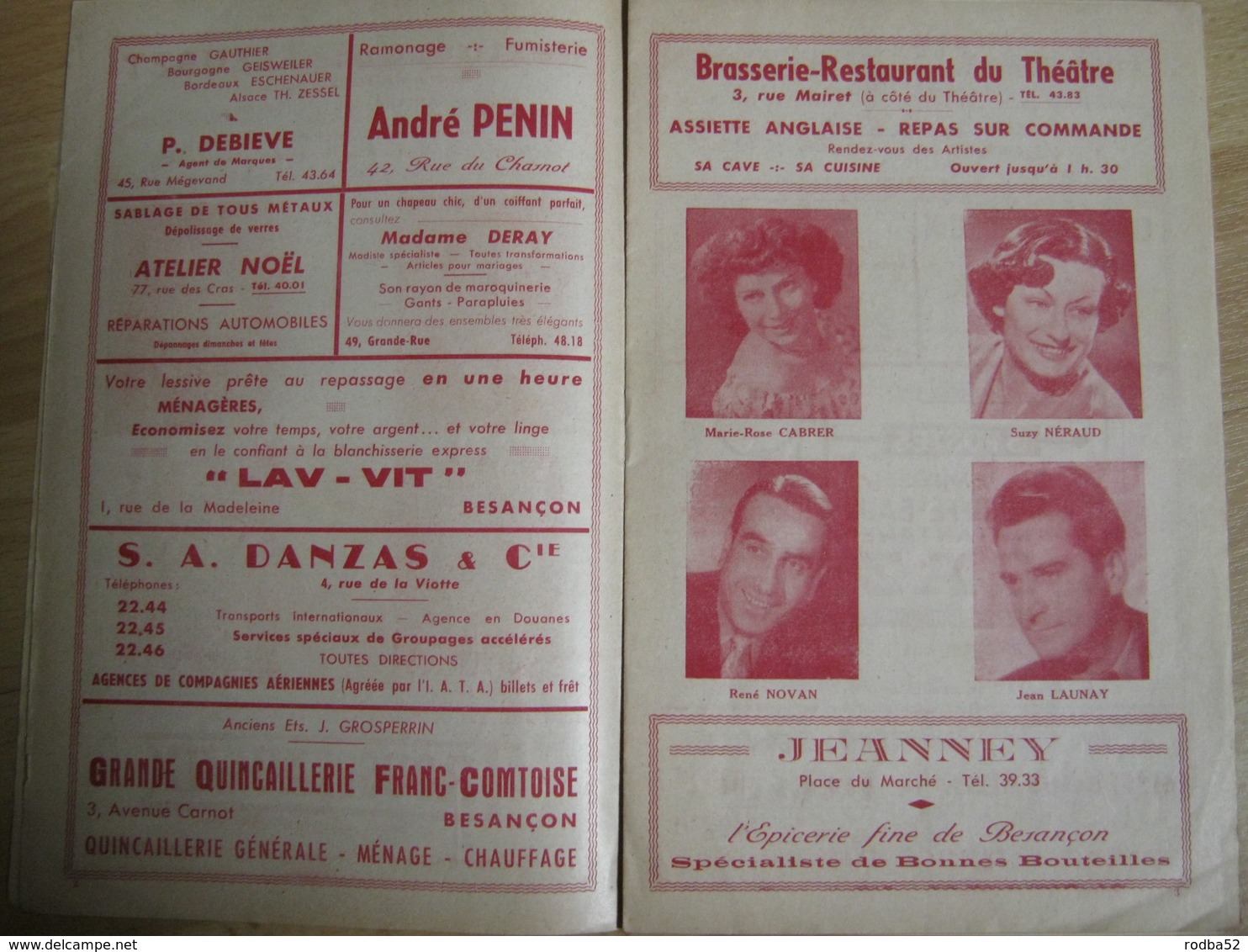 Programme Théâtre Municipal Besançon  - 1951/1952 - Nombreuses Pub -  Illustration - N° 2 - Théâtre & Déguisements