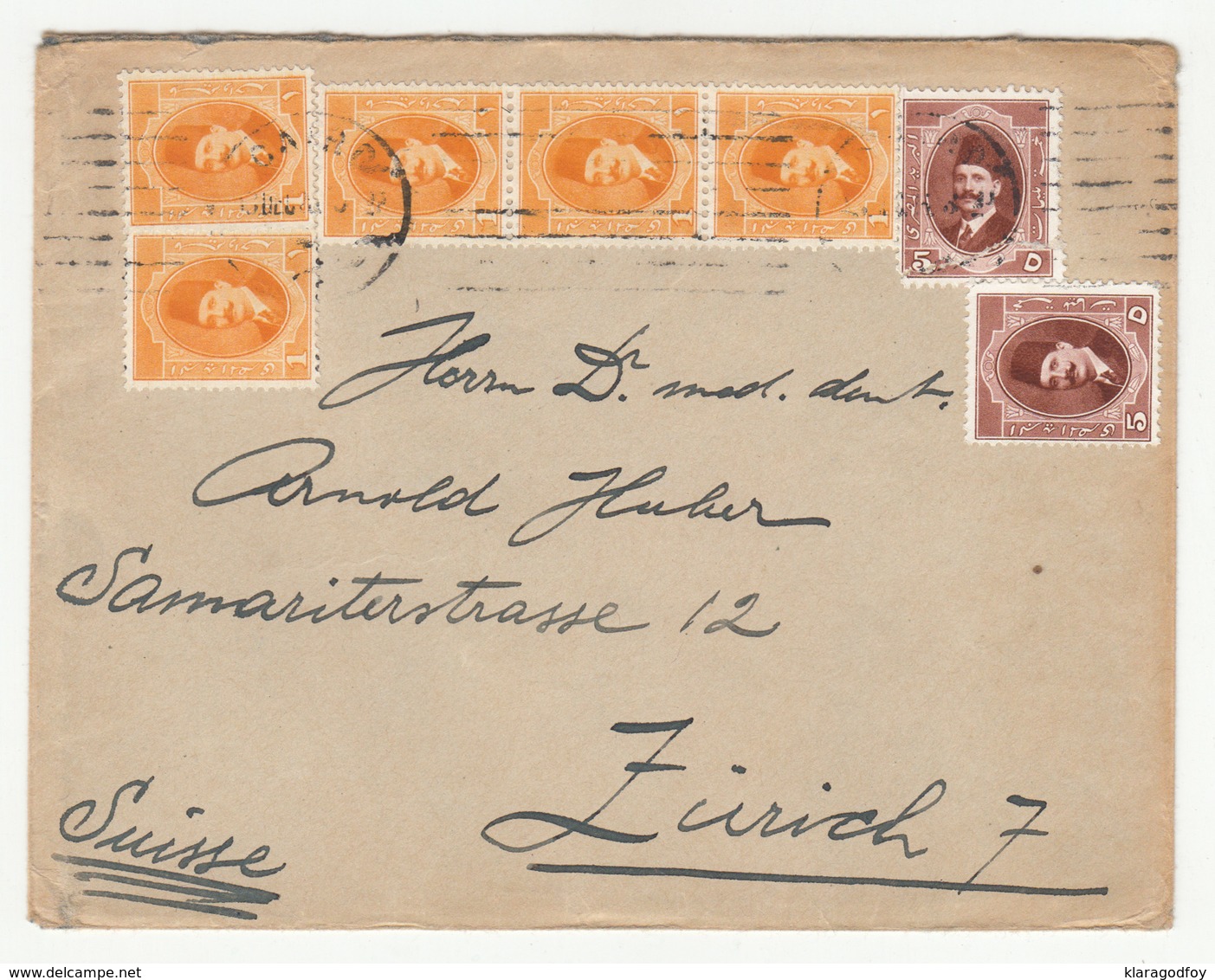 Egypt Letter Cover Travelled 194? To Switzerland B181025 - Covers & Documents