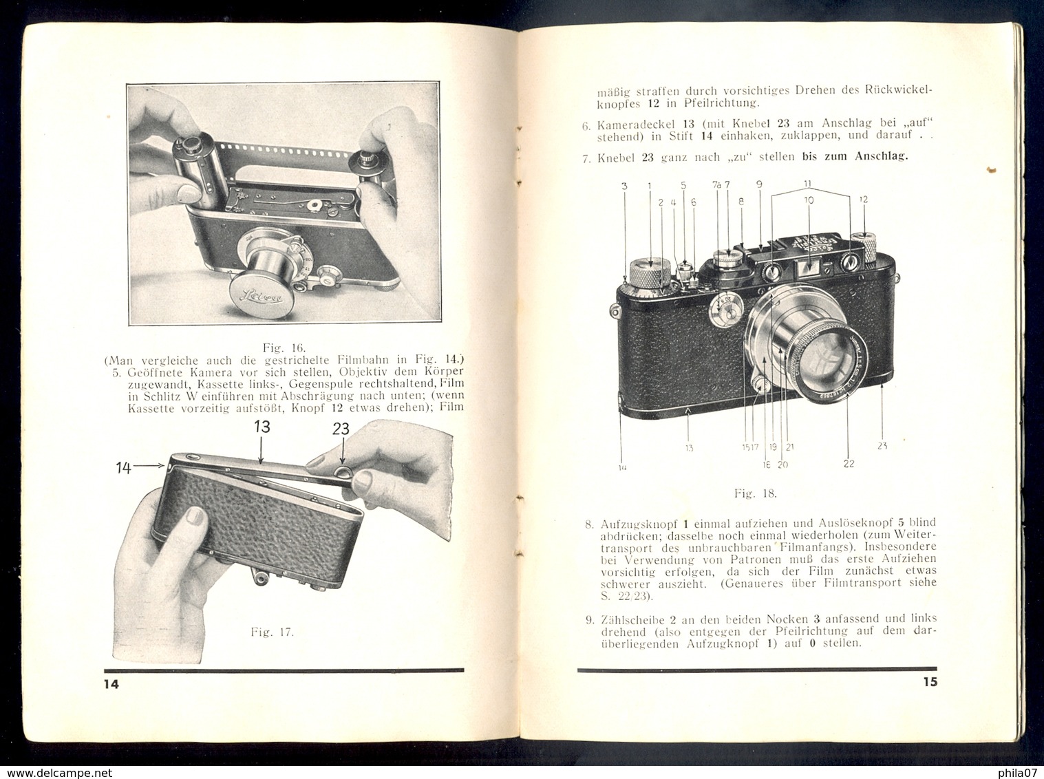 Leica - Leitz, gebrauchs-anleitung zur Leica-Kamera, mit kassette model B. Original prospect and users manual / 9 scans