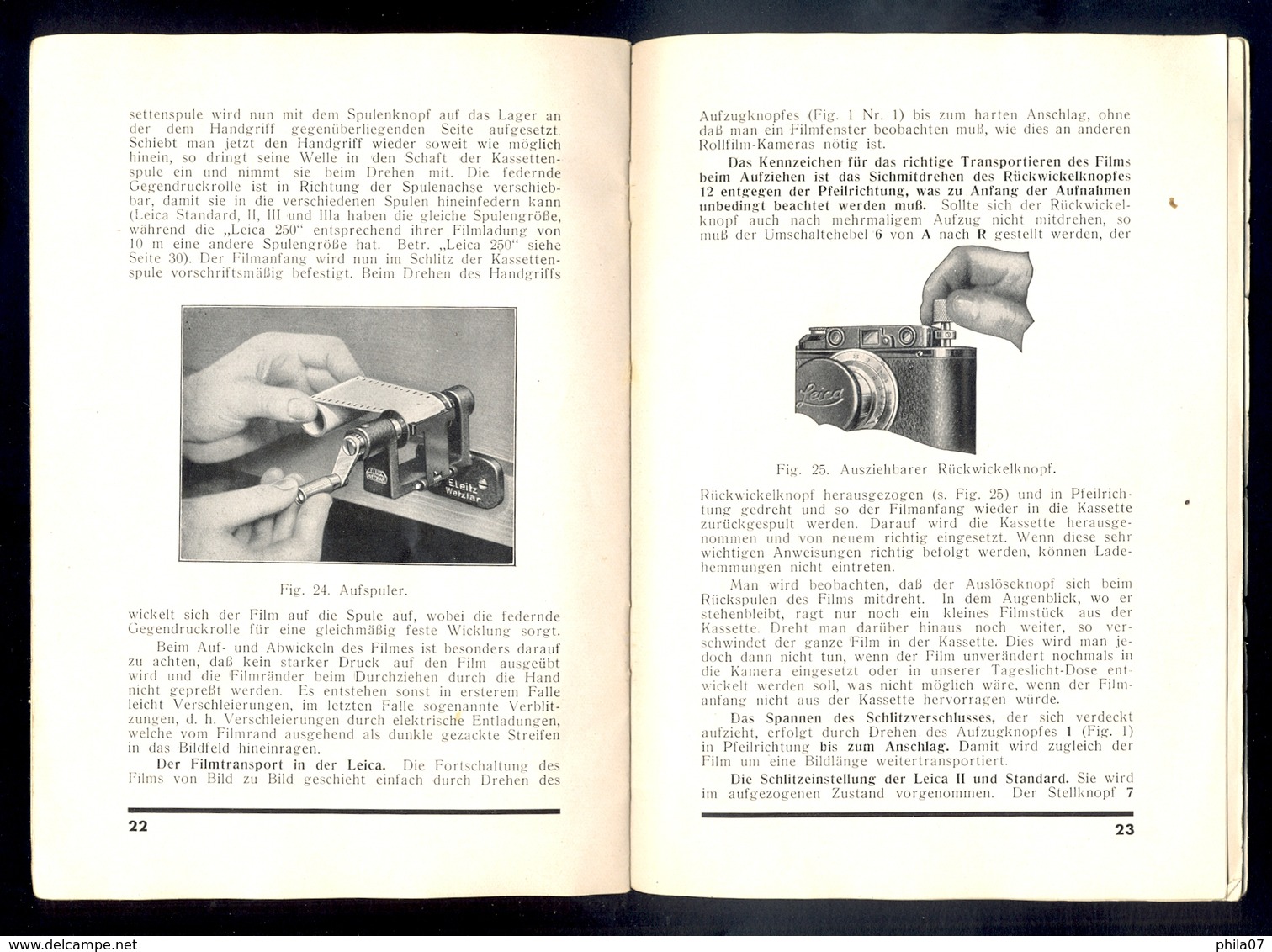 Leica - Leitz, gebrauchs-anleitung zur Leica-Kamera, mit kassette model B. Original prospect and users manual / 9 scans