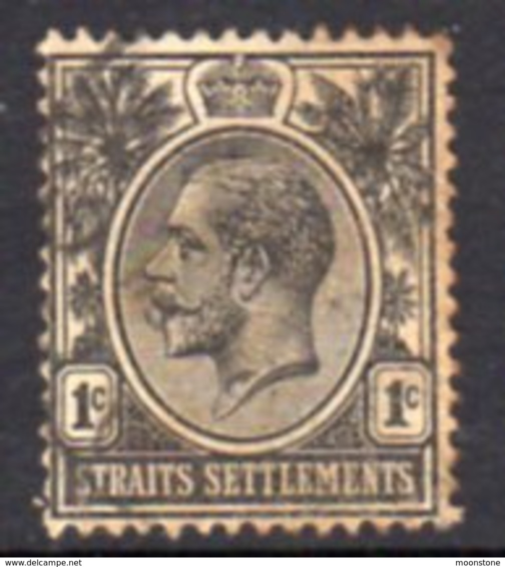 Malaya Straits Settlements GV 1921-33 1c Black, Wmk. Multiple Script CA, Used, SG 218 - Straits Settlements